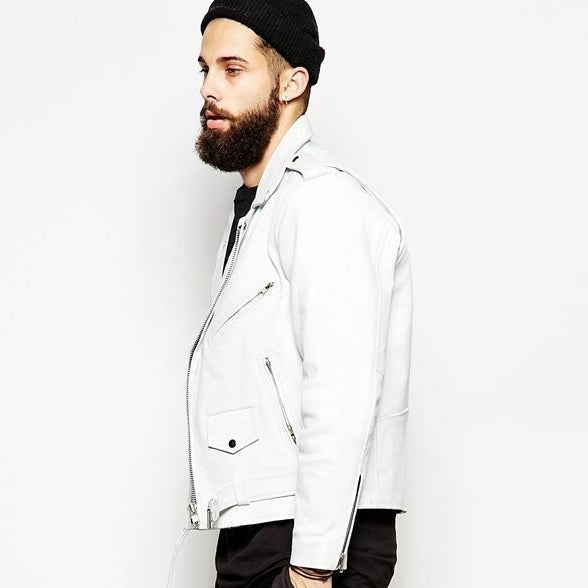 Nouvelle veste de moto en cuir d'agneau véritable coupe ajustée pour homme