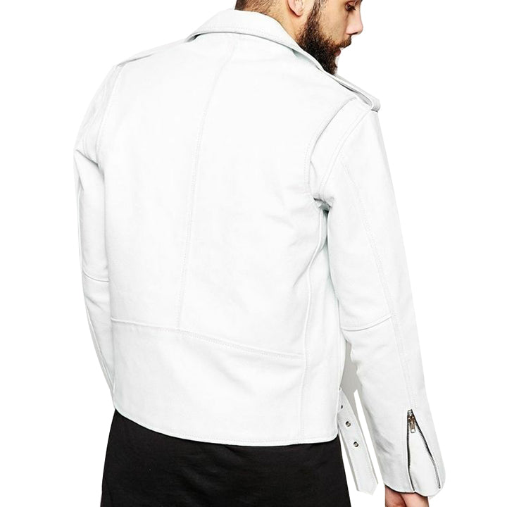 Nouvelle veste de moto en cuir d'agneau véritable coupe ajustée pour homme