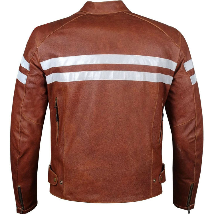 Veste de motard en cuir rouge pour homme