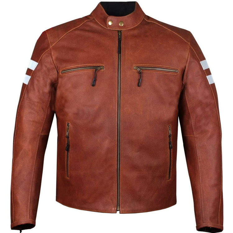 Veste de motard en cuir rouge pour homme