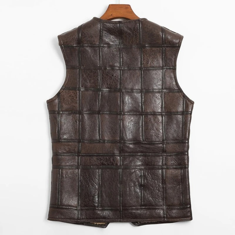 Gilet en cuir de mouton pour homme avec doublure en fourrure