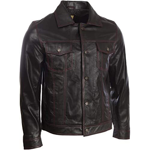 Veste Harrington classique en cuir véritable souple pour homme