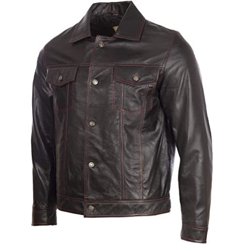 Veste Harrington classique en cuir véritable souple pour homme