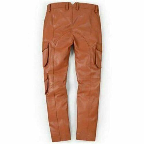 Hellbraune Lederhose im Cargo-Stil für Herren