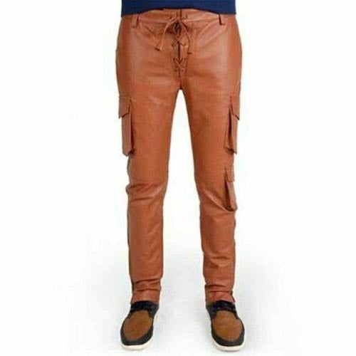 Hellbraune Lederhose im Cargo-Stil für Herren