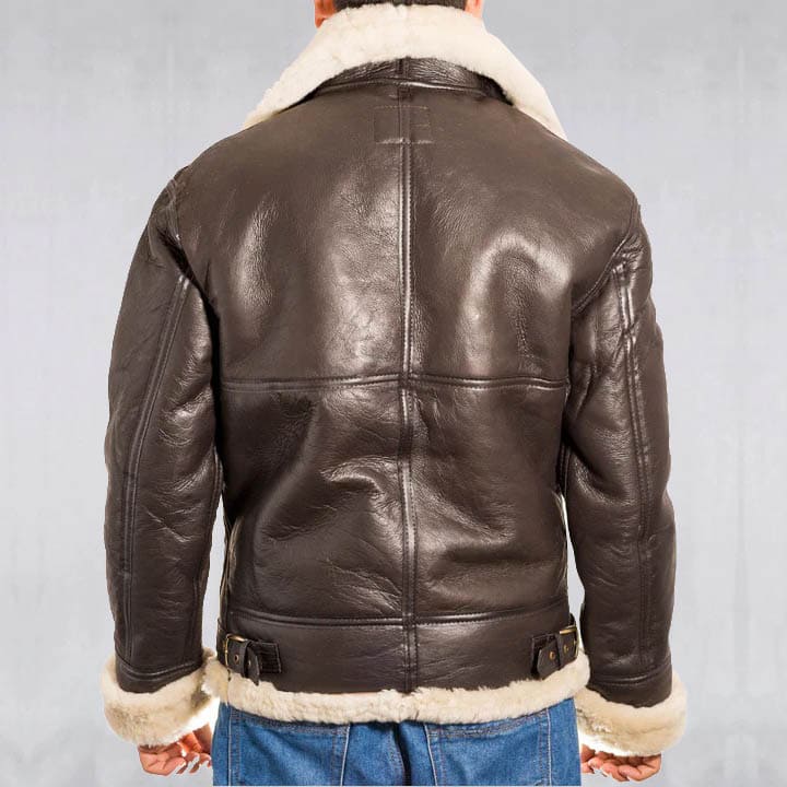 Blouson aviateur en cuir de mouton marron foncé pour homme Aviator B3