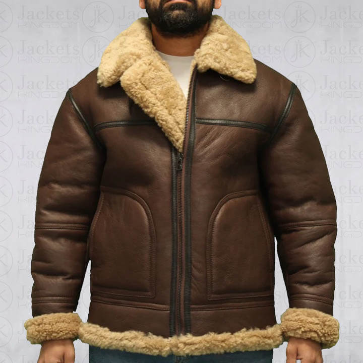 Veste de vol en peau de mouton Aviator B3 pour homme de la Seconde Guerre mondiale