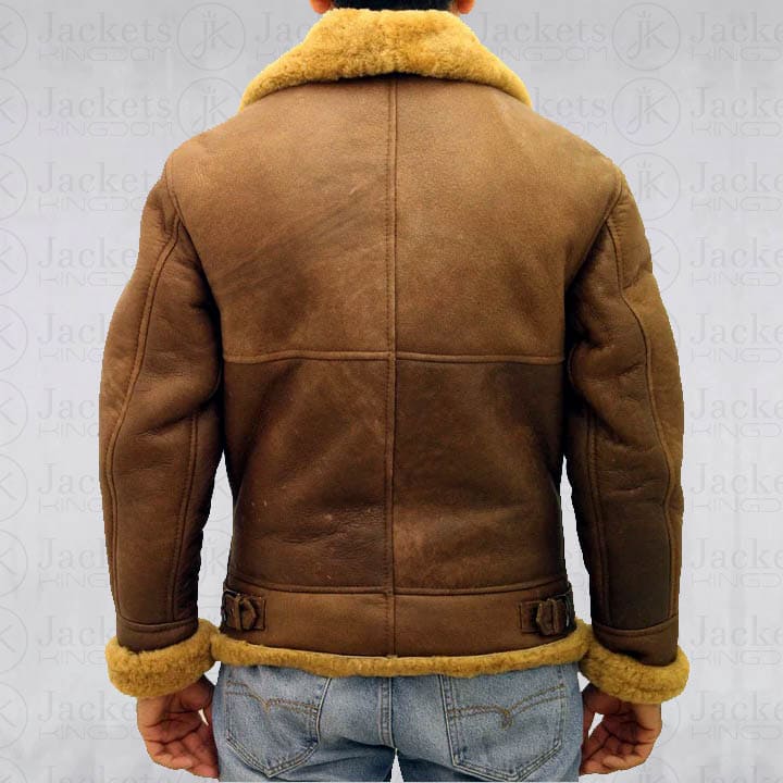 Veste en cuir de mouton marron Aviator B3 pour homme