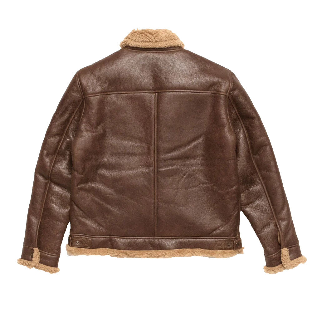 Blouson aviateur en cuir de mouton retourné marron pour homme