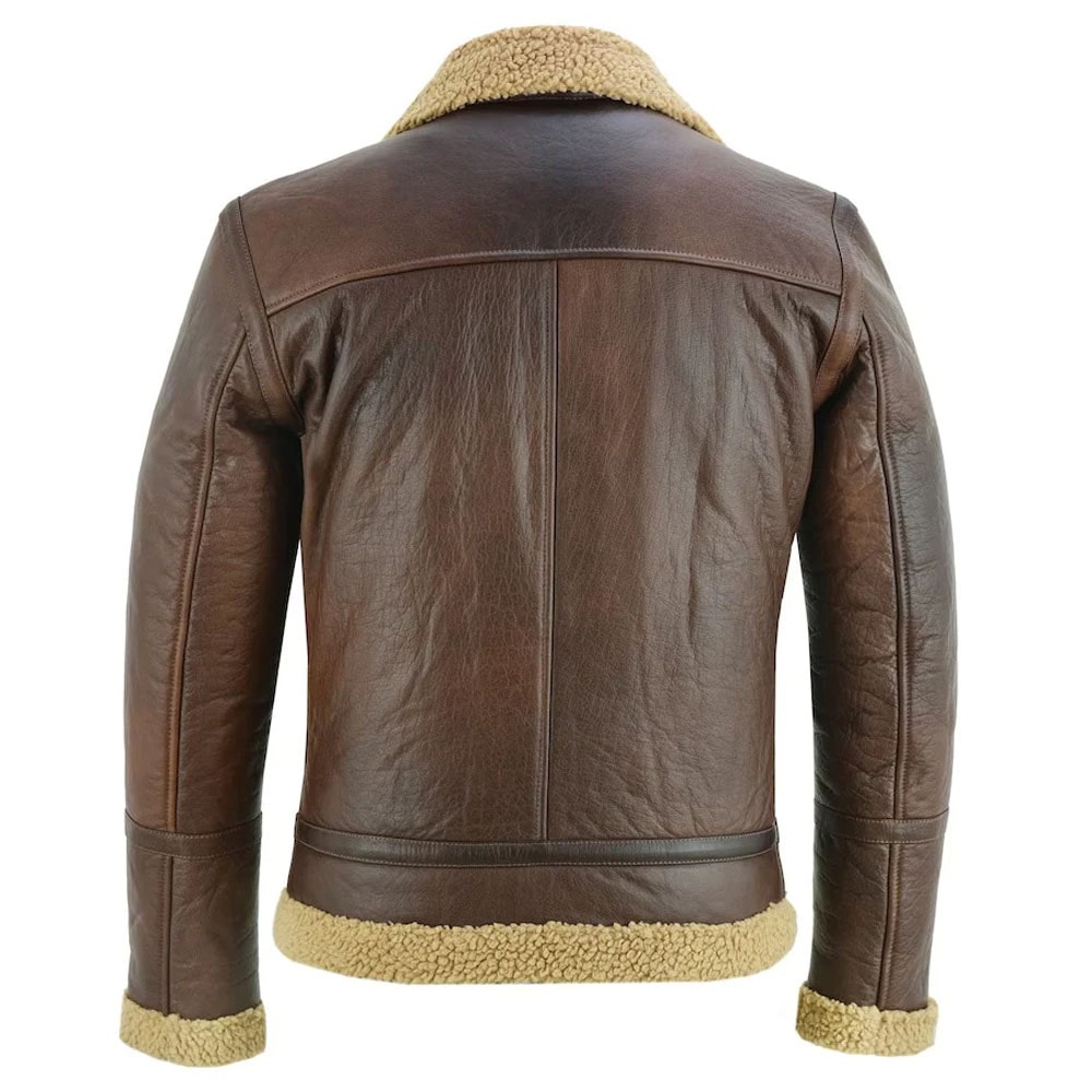 Blouson aviateur en fourrure marron pour homme - Style pilote volant