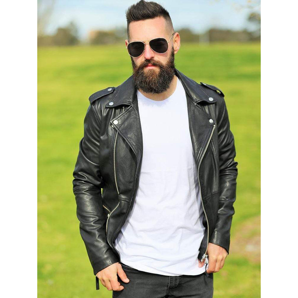 Veste en cuir de créateur pour homme