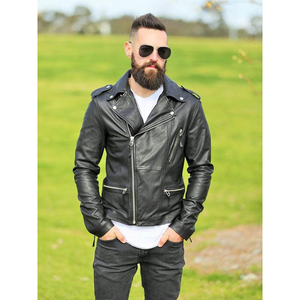 Veste en cuir de créateur pour homme