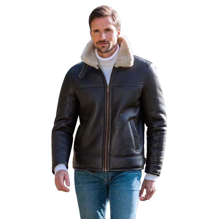 Veste en cuir de mouton retourné pour homme