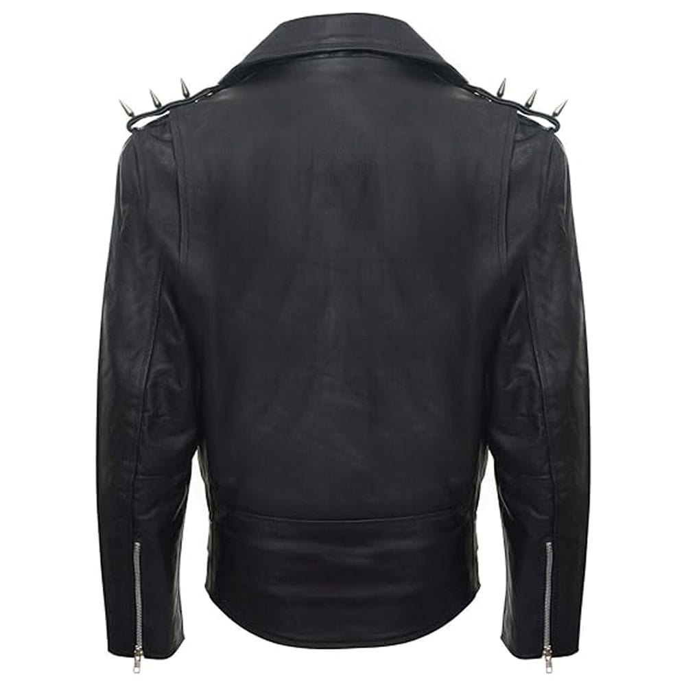 Veste de moto en cuir à franges pour homme