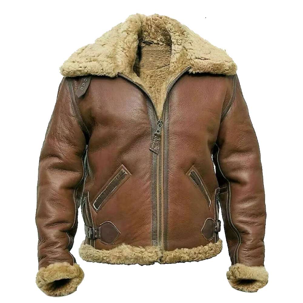 Blouson aviateur en cuir marron pour homme RAF B3 Aviator Pilot