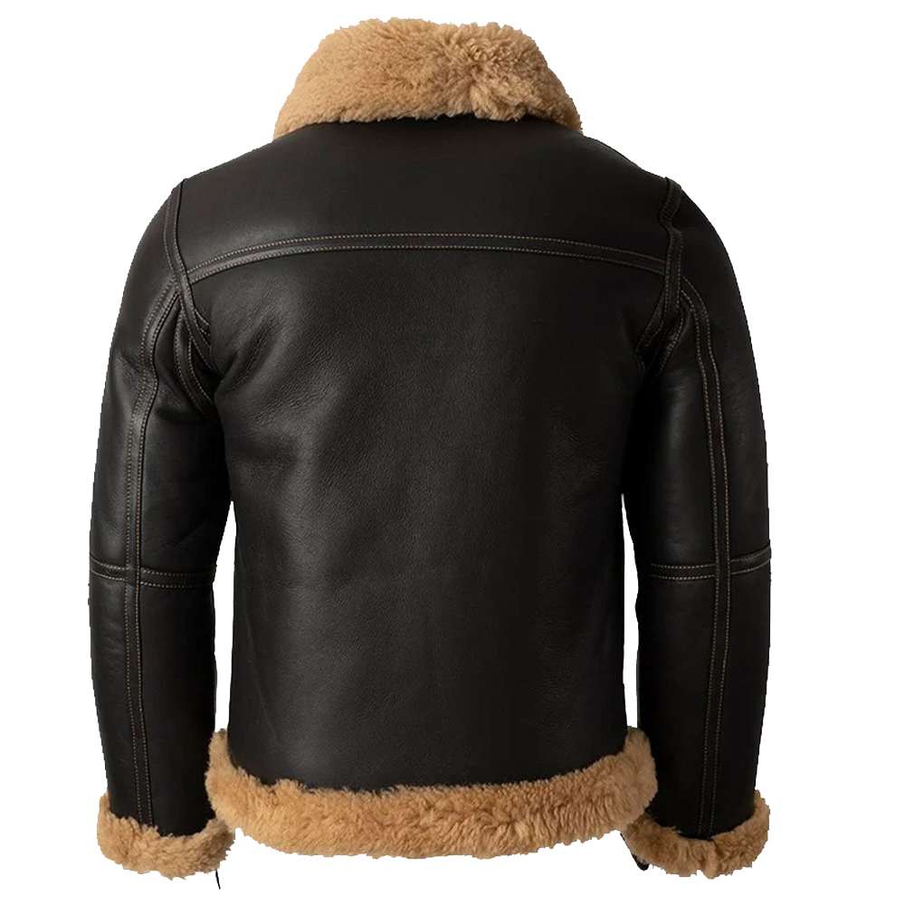 Blouson aviateur en cuir et peau de mouton pour homme B3