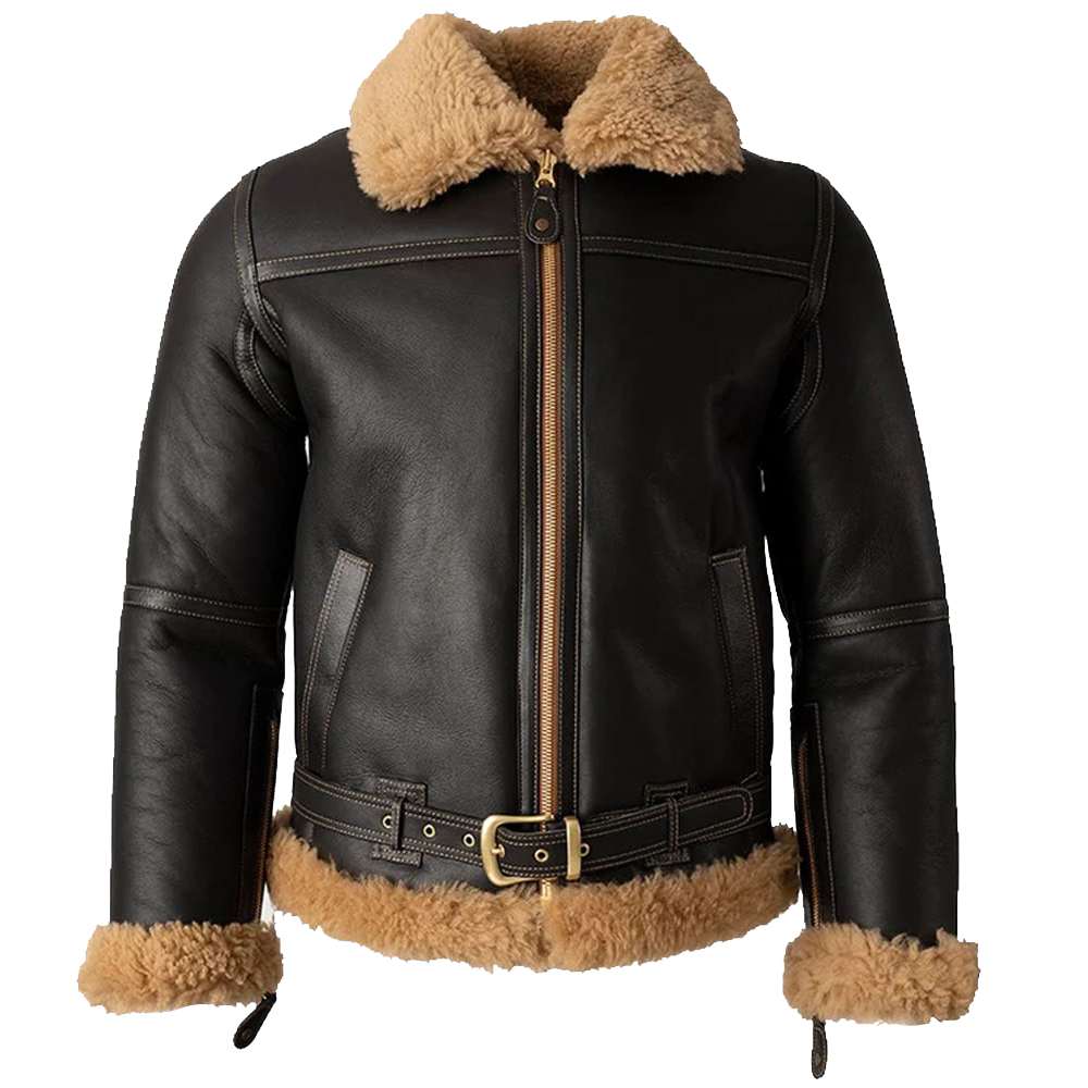 Blouson aviateur en cuir et peau de mouton pour homme B3