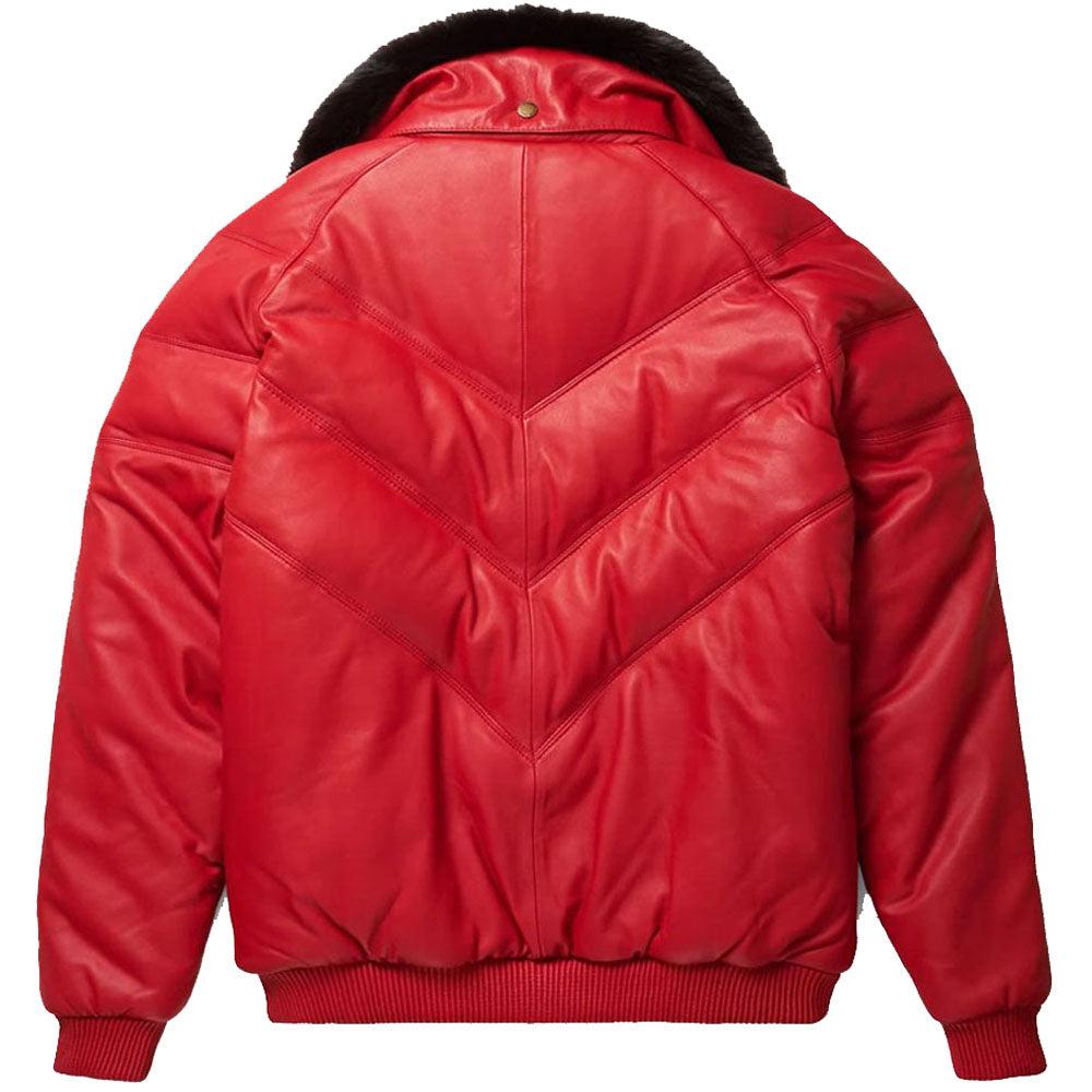 Nouvelle veste en cuir rouge V-Bomber