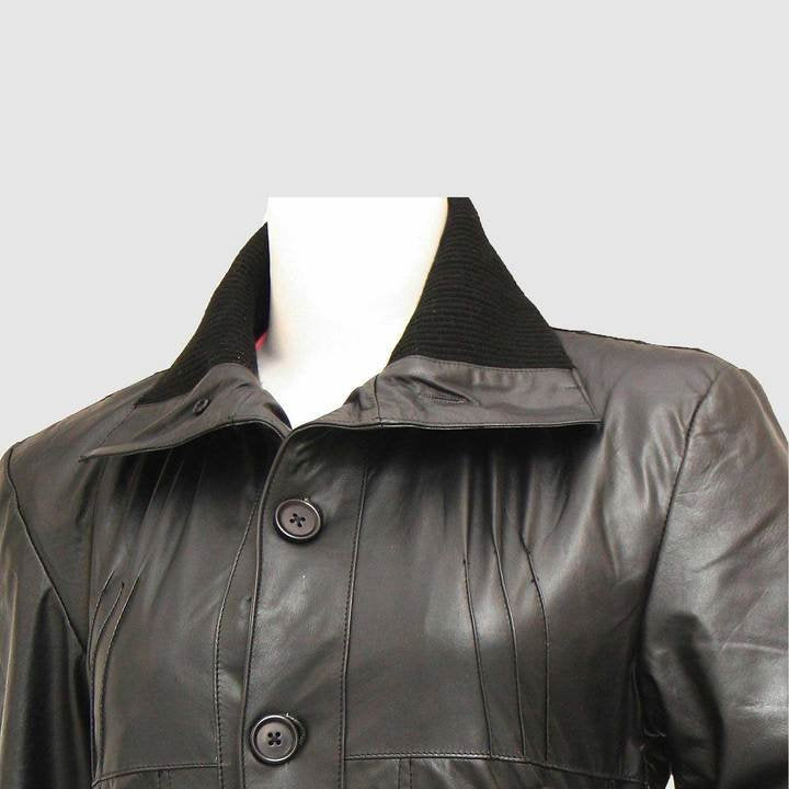 Blouson aviateur en cuir noir pour femme New Look