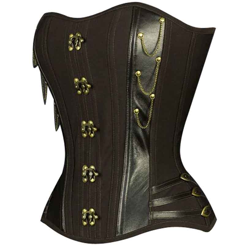 Corset Overbust en cuir véritable