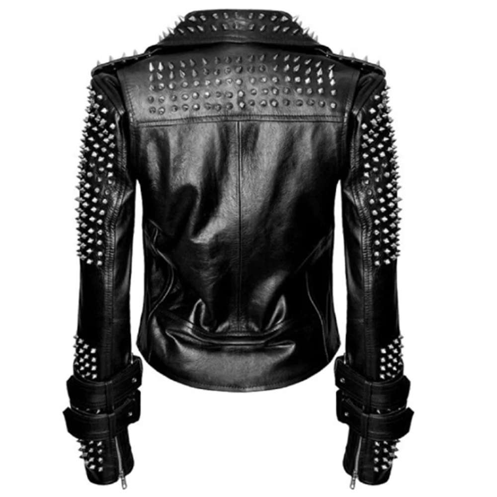 Veste en cuir à pointes noires Punk Rock Star