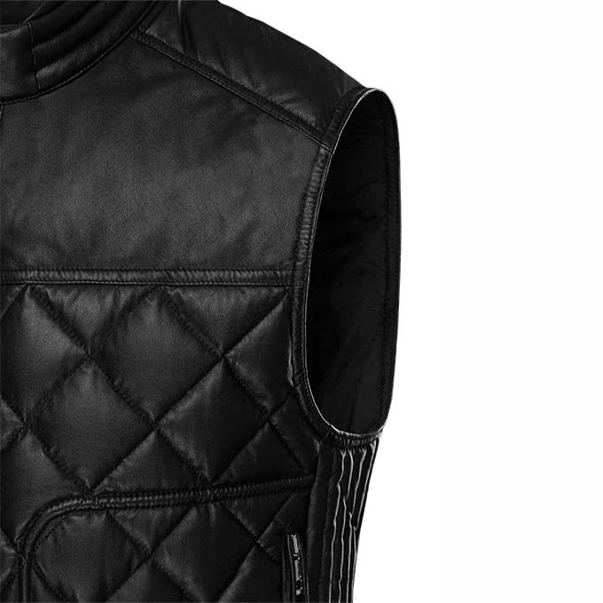 Gilet en cuir noir élégant et stylé pour homme