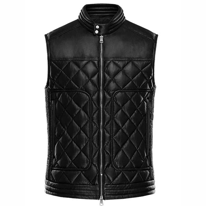 Gilet en cuir noir élégant et stylé pour homme