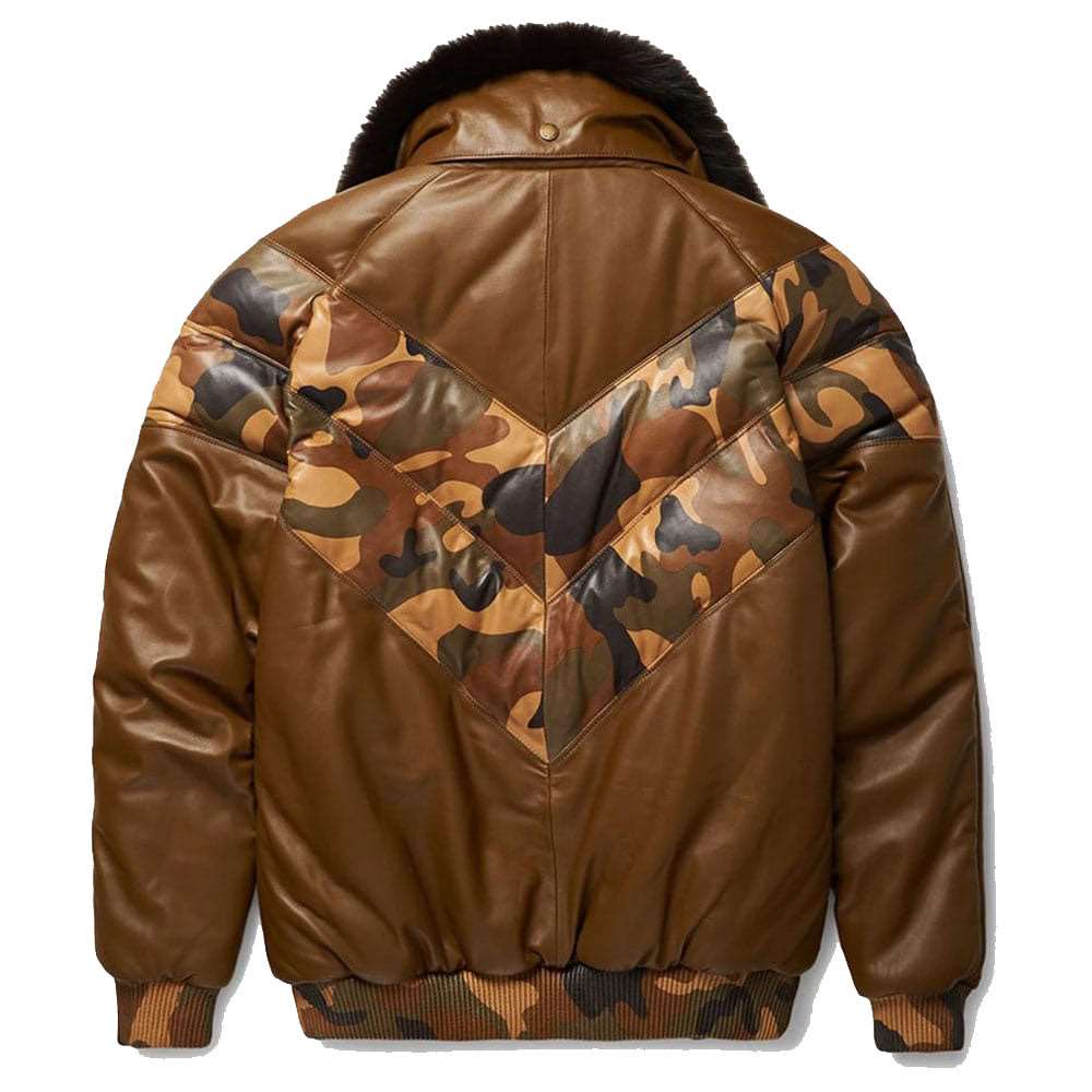 Veste en cuir marron V-Bomber