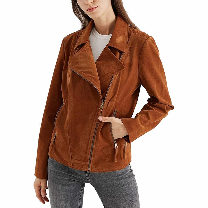 Veste en cuir suédé pour femme