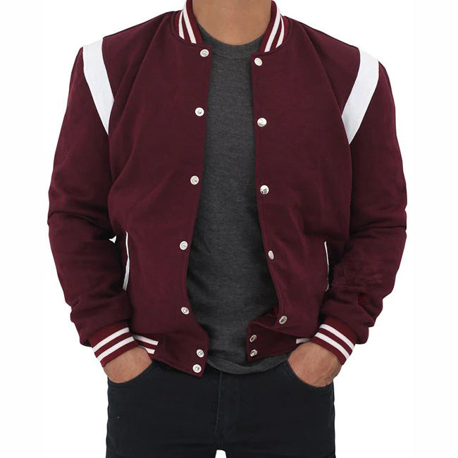 Veste Letterman blanche et marron