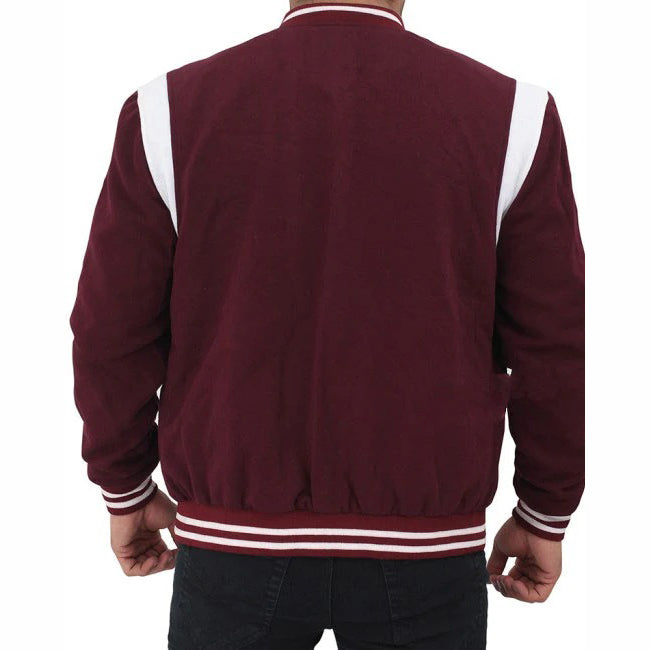 Veste Letterman blanche et marron