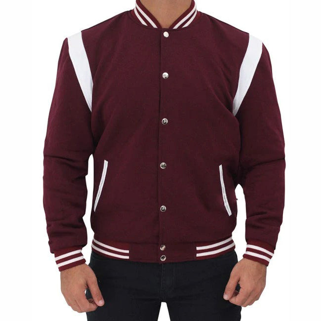 Veste Letterman blanche et marron