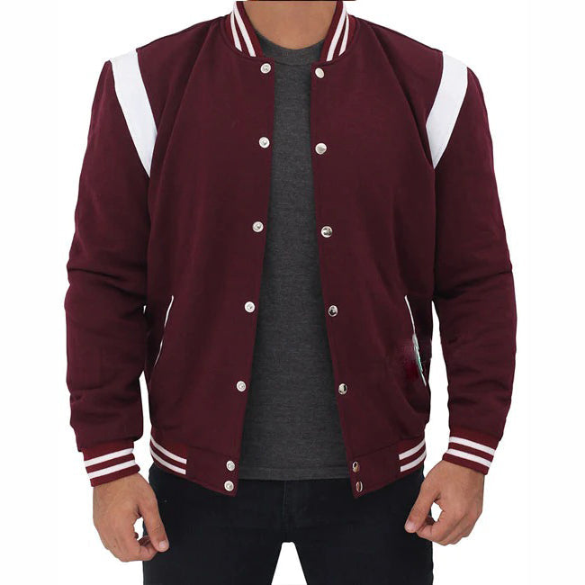 Veste Letterman blanche et marron