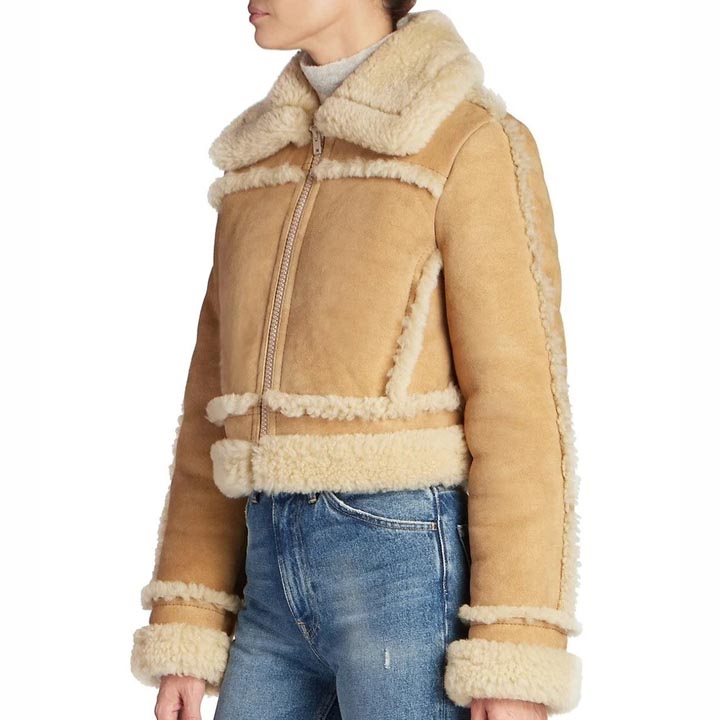 Women B3 Bomber Shearling Fur Coat Aviator Jacket