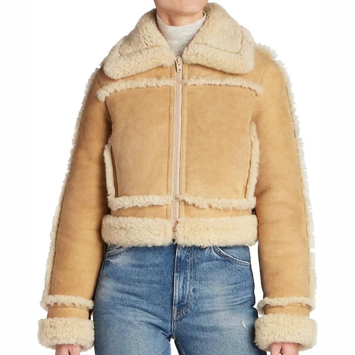 Women B3 Bomber Shearling Fur Coat Aviator Jacket