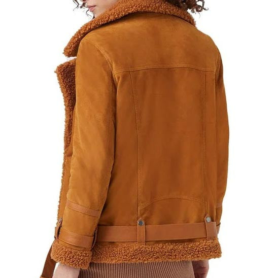 Veste en cuir suédé et peau de mouton pour femme B3 RAF Aviator