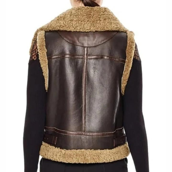 Gilet aviateur en peau de mouton retournée marron B3 RAF pour femme