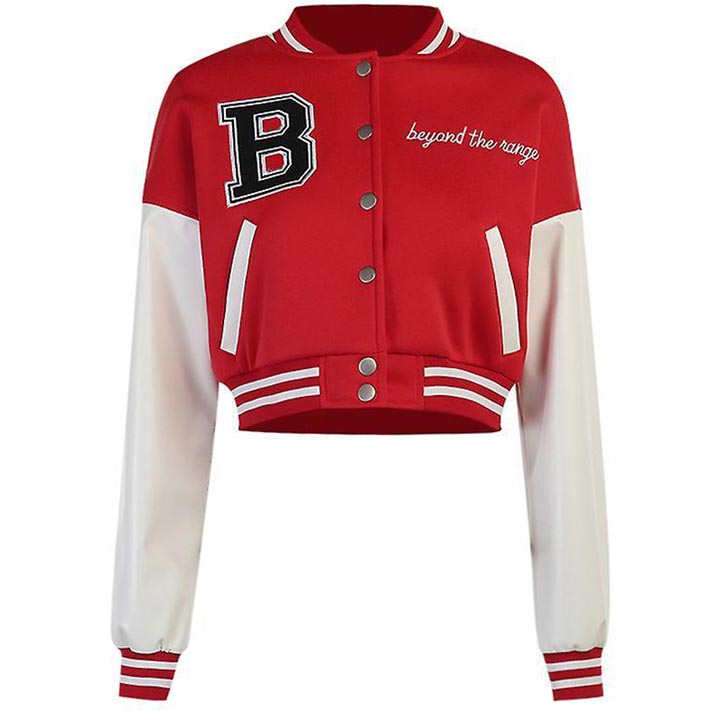 Women Cropped Varsity Baseball Jacket