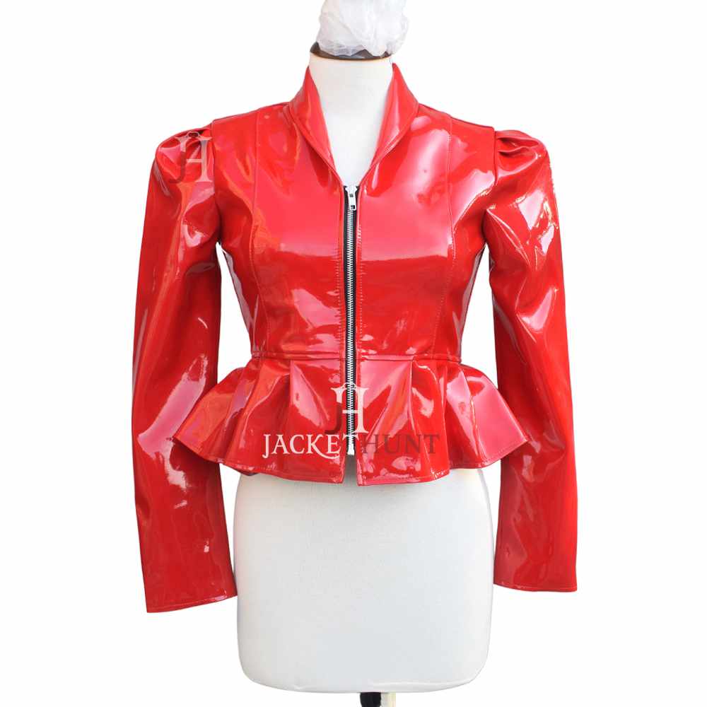 Robe mini en cuir PVC et vinyle rouge pour femme