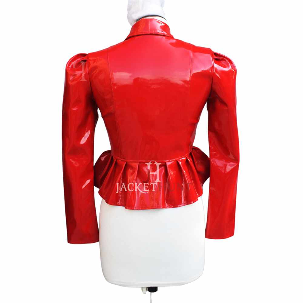 Robe mini en cuir PVC et vinyle rouge pour femme