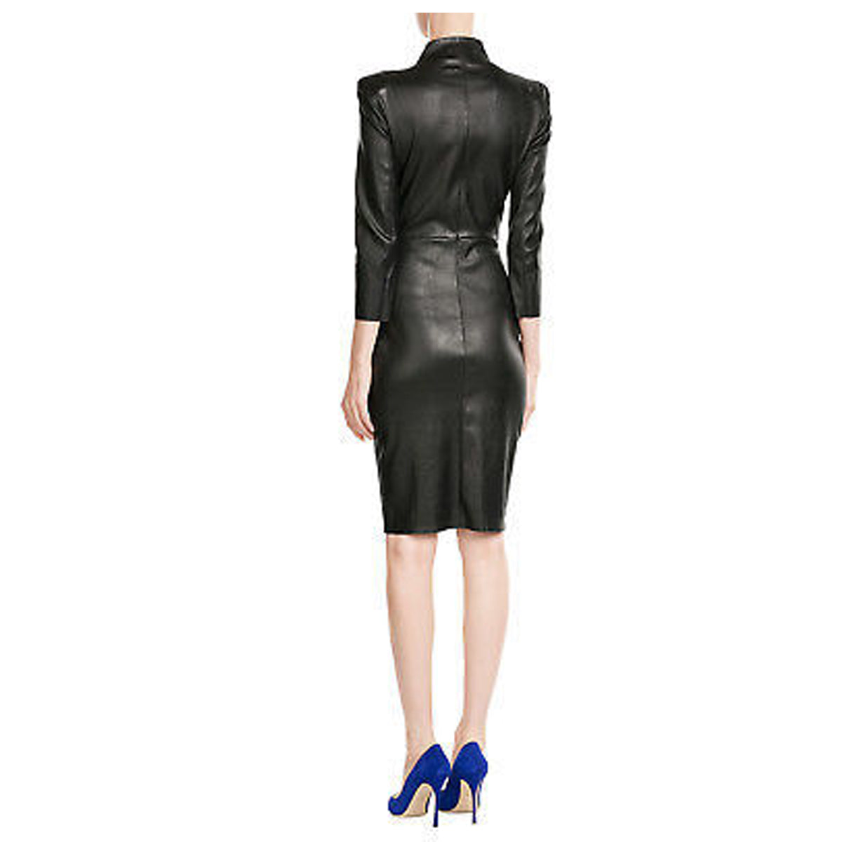 Robe courte sexy en cuir noir pour femme