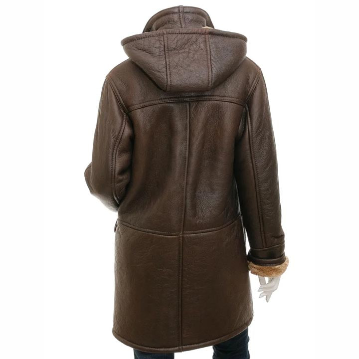 Manteau en peau de mouton marron pour femme