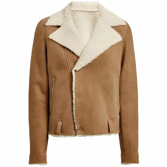 Veste courte en cuir et peau de mouton pour femme