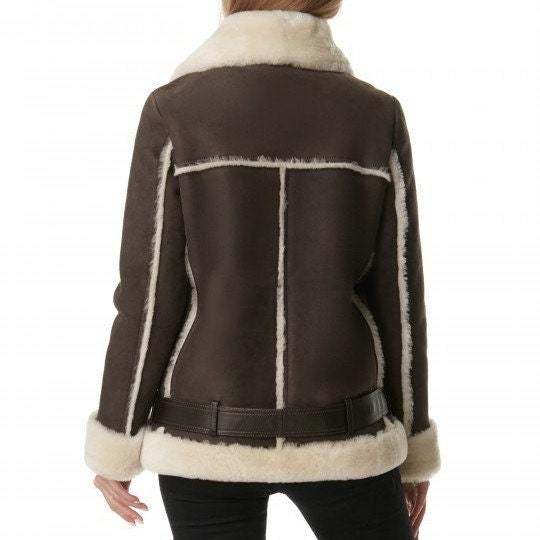 Women's Dark Brown B3 RAF Shearling Aviator Jacket