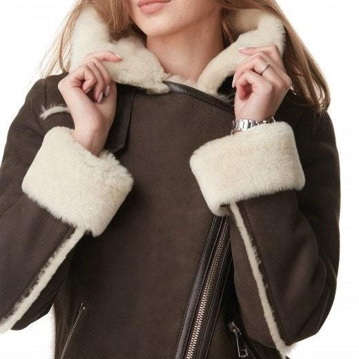 Women's Dark Brown B3 RAF Shearling Aviator Jacket