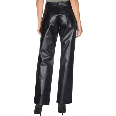 Pantalon en cuir taille haute pour femme