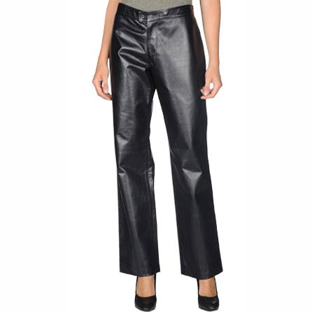 Pantalon en cuir taille haute pour femme