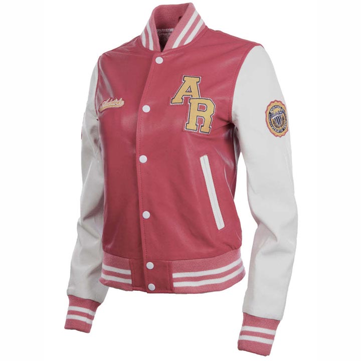 Women's Leather Varsity Letterman Bomber Jacket