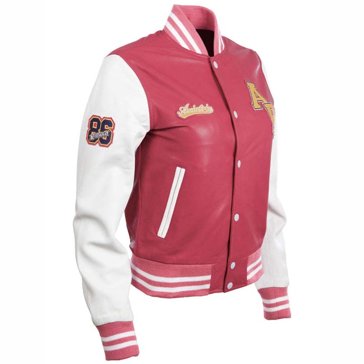 Women's Leather Varsity Letterman Bomber Jacket