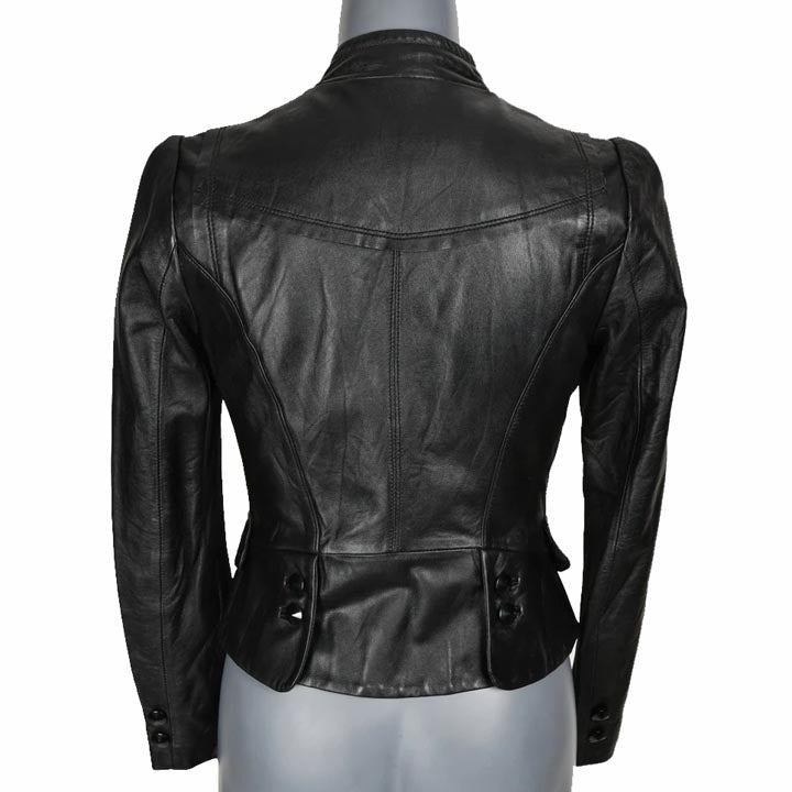 Veste blazer en cuir d'agneau véritable souple pour femme